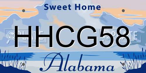 HHCG58 Alabama License Plate