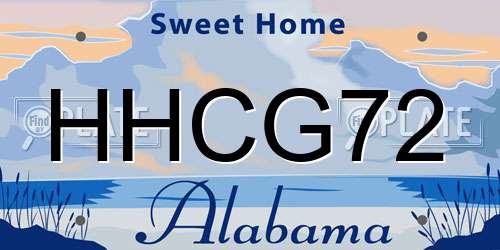 HHCG72 Alabama License Plate