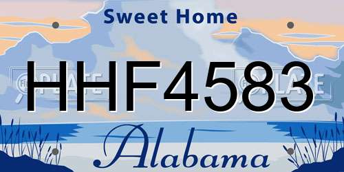 HHF4583 Alabama License Plate