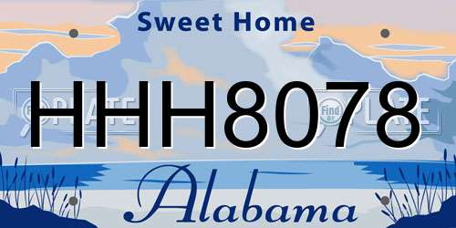 HHH8078 Alabama License Plate