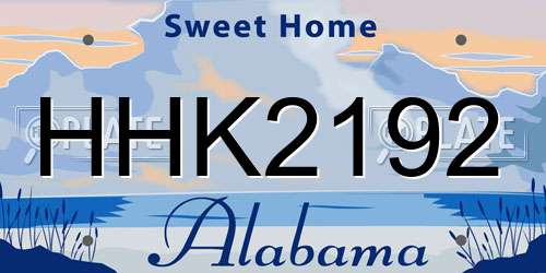 HHK2192 Alabama License Plate