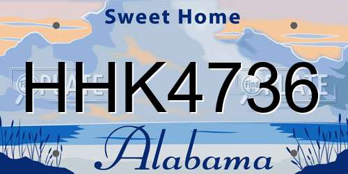 HHK4736 Alabama License Plate