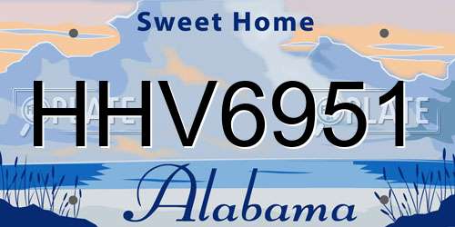 HHV6951 Alabama License Plate