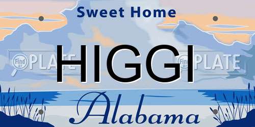 HIGGI Alabama License Plate