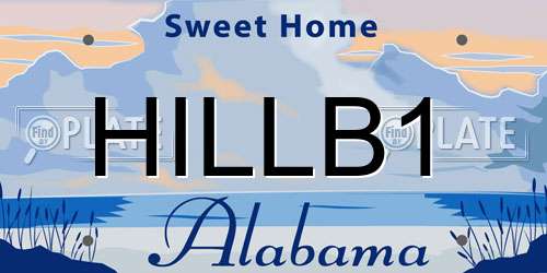 HILLB1 Alabama License Plate
