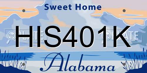HIS401K Alabama License Plate