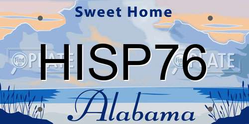 HISP76 Alabama License Plate