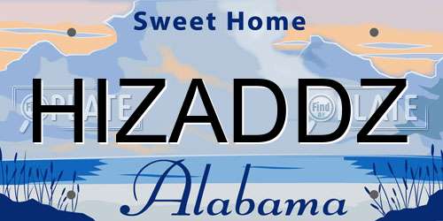HIZADDZ Alabama License Plate