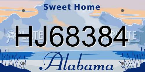 HJ68384 Alabama License Plate