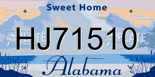 HJ71510 Alabama License Plate