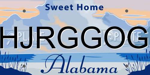 HJRGGOG Alabama License Plate