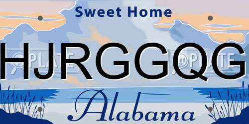 HJRGGQG Alabama License Plate