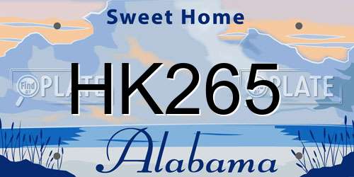 HK265 Alabama License Plate