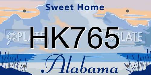HK765 Alabama License Plate