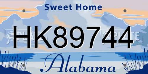 HK89744 Alabama License Plate