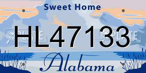 HL47133 Alabama License Plate