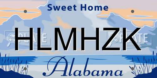 HLMHZK Alabama License Plate