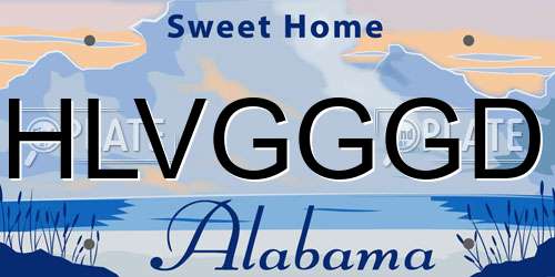 HLVGGGD Alabama License Plate