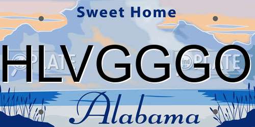 HLVGGGO Alabama License Plate