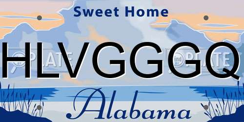 HLVGGGQ Alabama License Plate
