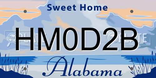 HM0D2B Alabama License Plate