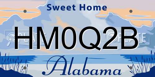 HM0Q2B Alabama License Plate
