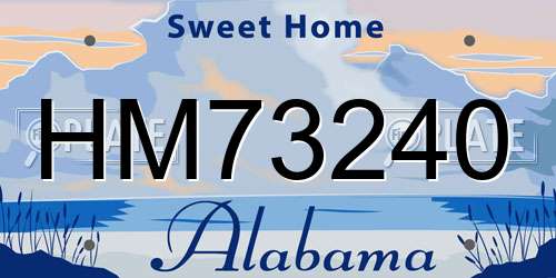 HM73240 Alabama License Plate