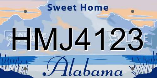 HMJ4123 Alabama License Plate