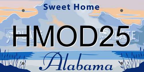HMOD25 Alabama License Plate