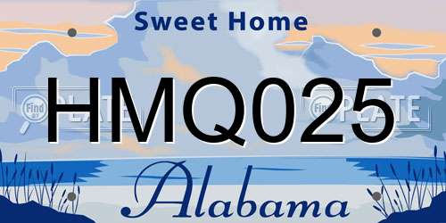 HMQ025 Alabama License Plate
