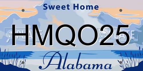 HMQO25 Alabama License Plate