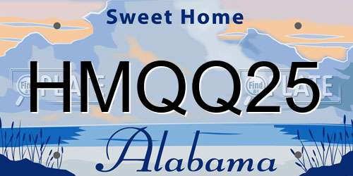 HMQQ25 Alabama License Plate