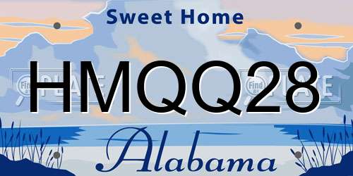 HMQQ28 Alabama License Plate