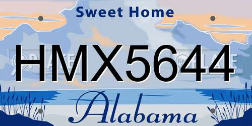 HMX5644 Alabama License Plate