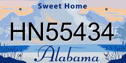 HN55434 Alabama License Plate