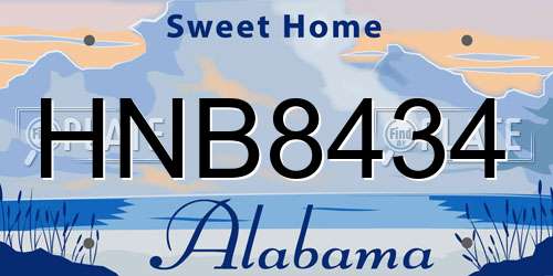 HNB8434 Alabama License Plate
