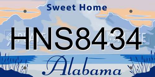 HNS8434 Alabama License Plate