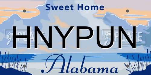 HNYPUN Alabama License Plate