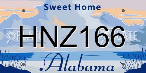 HNZ166 Alabama License Plate