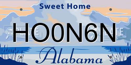 HO0N6N Alabama License Plate