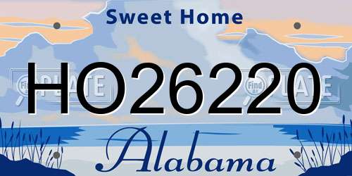 HO26220 Alabama License Plate