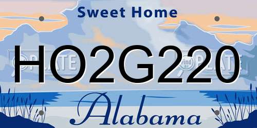 HO2G220 Alabama License Plate