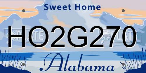 HO2G270 Alabama License Plate