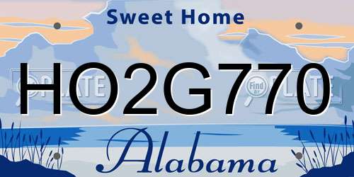 HO2G770 Alabama License Plate