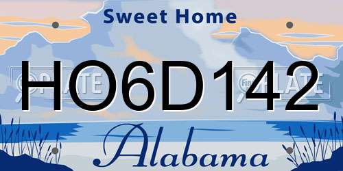 HO6D142 Alabama License Plate