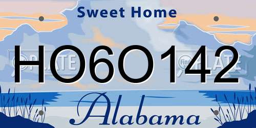 HO6O142 Alabama License Plate