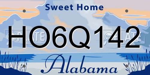 HO6Q142 Alabama License Plate