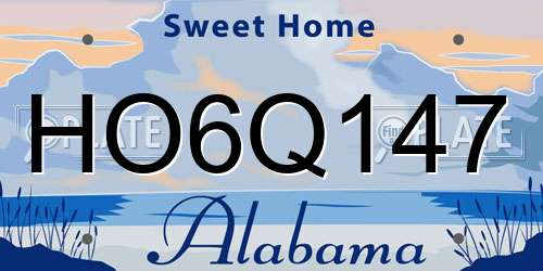 HO6Q147 Alabama License Plate