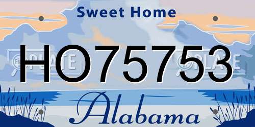 HO75753 Alabama License Plate