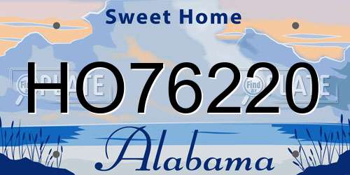 HO76220 Alabama License Plate